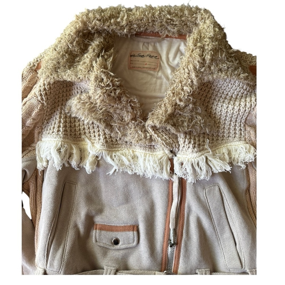 New ▶️ Free People ◀️ We the Free Cozy Knit Mix Moto Jacket NWOT Retail $398 - Picture 10 of 17
